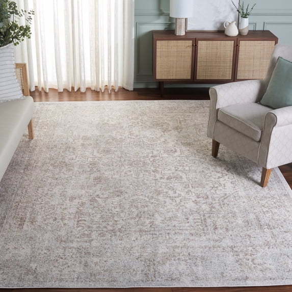 SAFAVIEH Area Rug 9x12 - Evoke Collection - Large - Traditional Design, Ivory & Taupe, Non-Shedding & Easy Cleaning, Ideal for Living Room, Bedroom, Dining Space