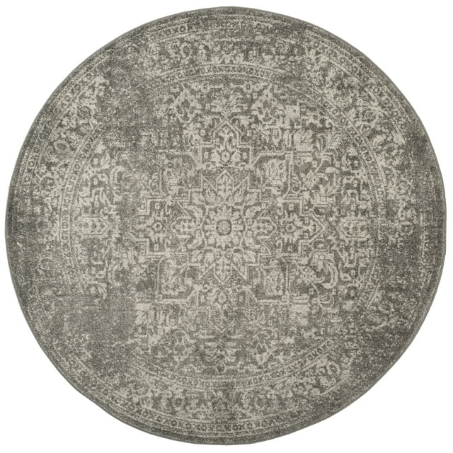 SAFAVIEH Evoke Trena Floral Area Rug, Silver/Ivory, 6'7" x 6'7" Round