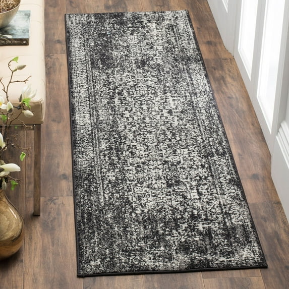 SAFAVIEH Evoke Trena Floral Runner Rug, Black/Grey, 2'2" x 13'