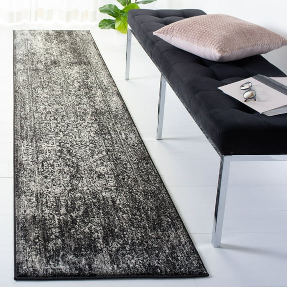 SAFAVIEH Runner Rug 2'2"x19' - Evoke Collection - Traditional Design, Black & Grey, Non-Shedding & Easy Cleaning, Ideal for Living Room, Bedroom, Dining Space, Entryway, Hallway, Kitchen