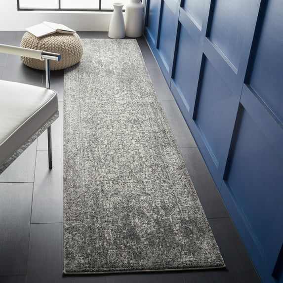 SAFAVIEH Runner Rug 2'2"x9' - Evoke Collection - Traditional Design, Grey & Ivory, Non-Shedding & Easy Cleaning, Ideal for Living Room, Bedroom, Dining Space, Entryway, Hallway, Kitchen