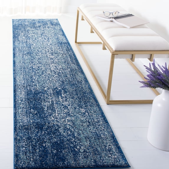 SAFAVIEH Runner Rug 2'2"x13' - Evoke Collection - Traditional Design, Navy & Ivory, Non-Shedding & Easy Cleaning, Ideal for Living Room, Bedroom, Dining Space, Entryway, Hallway, Kitchen