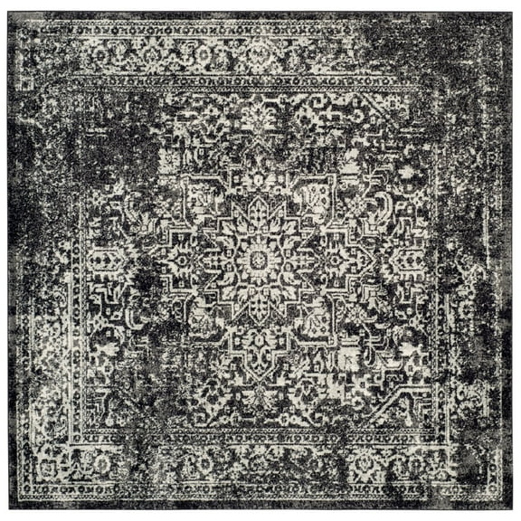 SAFAVIEH Evoke Trena Traditional Distressed Area Rug, Black/Grey, 6'7" x 6'7" Square