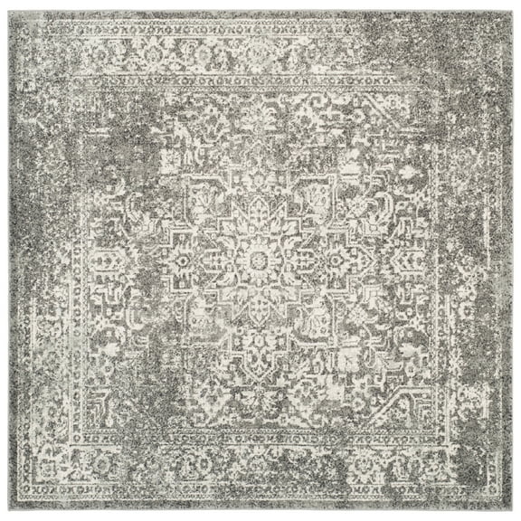 SAFAVIEH Evoke Trena Traditional Distressed Area Rug, Grey/Ivory, 6'7" x 6'7" Square