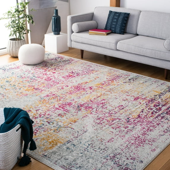 SAFAVIEH Area Rug 9x12 - Evoke Collection - Large - Traditional Design, Ivory & Fuchsia, Non-Shedding & Easy Cleaning, Ideal for Living Room, Bedroom, Dining Space