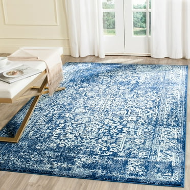 SAFAVIEH Evoke Trena Traditional Distressed Area Rug, Navy/Ivory, 3' x 5'