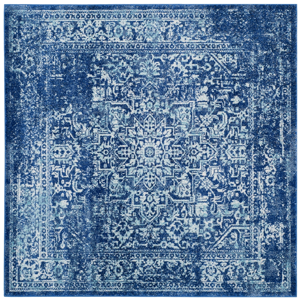 SAFAVIEH Evoke Trena Traditional Distressed Area Rug, Navy/Ivory, 6'7