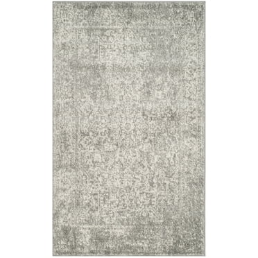 SAFAVIEH Evoke Trena Traditional Distressed Area Rug, Silver/Ivory, 3' x 5'