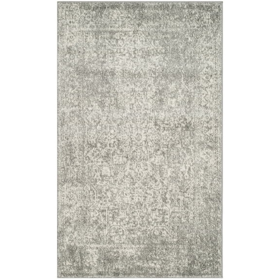 SAFAVIEH Evoke Trena Traditional Distressed Area Rug, Silver/Ivory, 3' x 5'