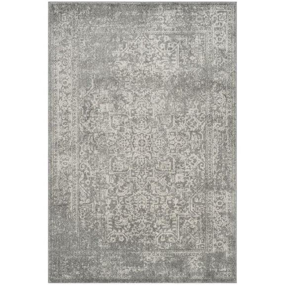 SAFAVIEH Evoke Trena Traditional Distressed Area Rug, Silver/Ivory, 5'1" x 7'6"