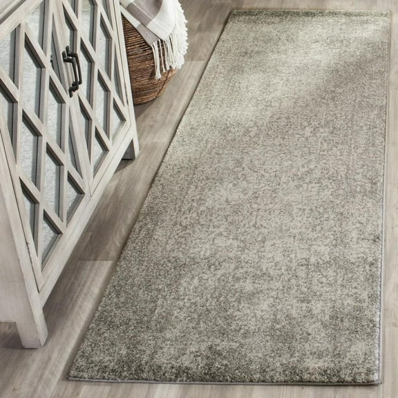 SAFAVIEH Evoke Trena Traditional Distressed Runner Rug, Silver/Ivory, 2'2" x 9'