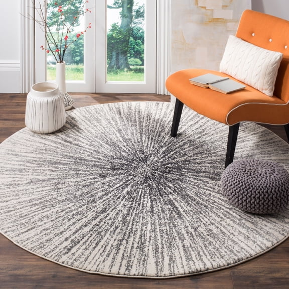 SAFAVIEH Evoke Vana Abstract Area Rug, Black/Ivory, 3' x 3' Round