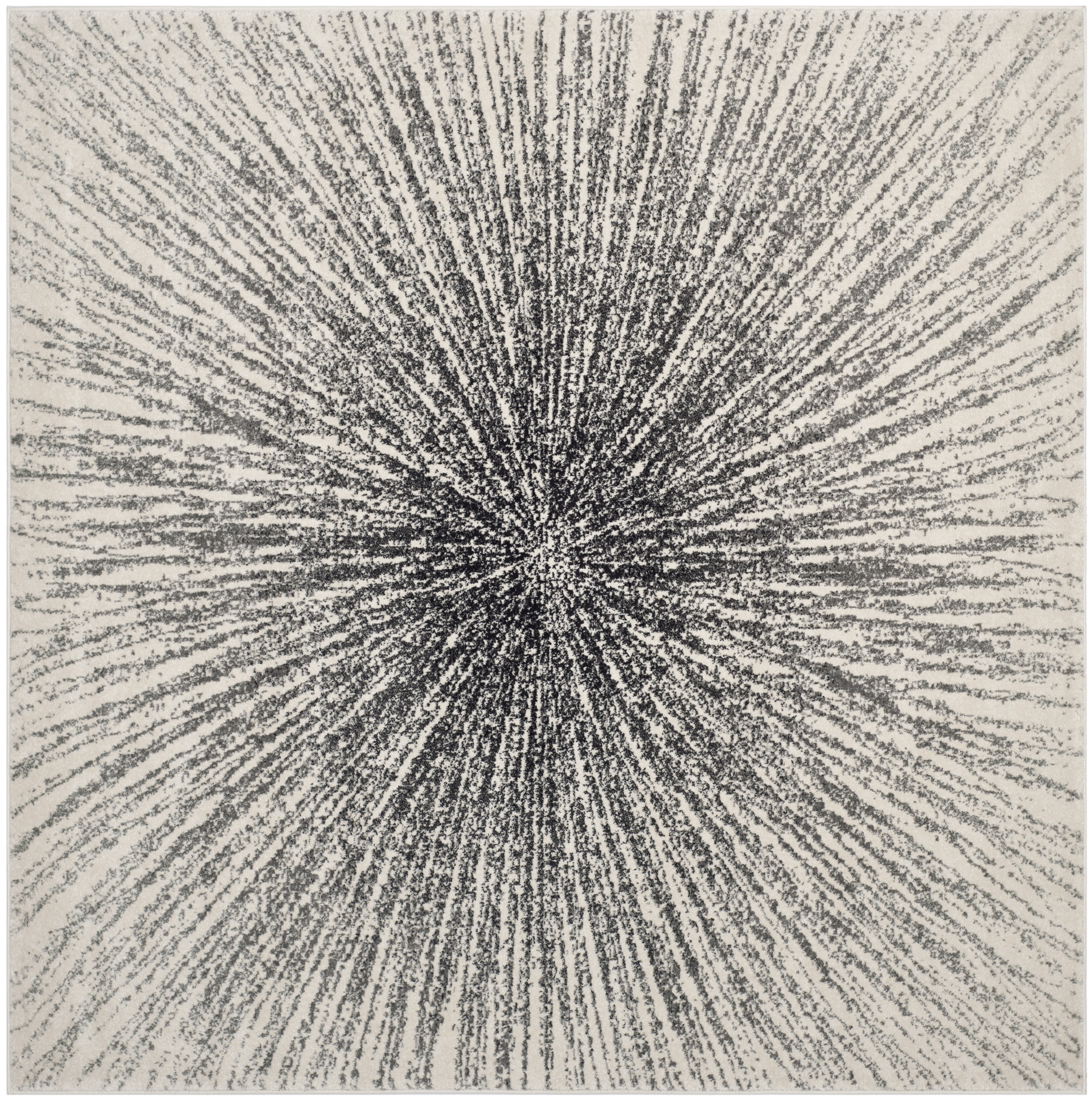 SAFAVIEH Evoke Vana Abstract Area Rug, Black/Ivory, 5'3" x 5'3" Square