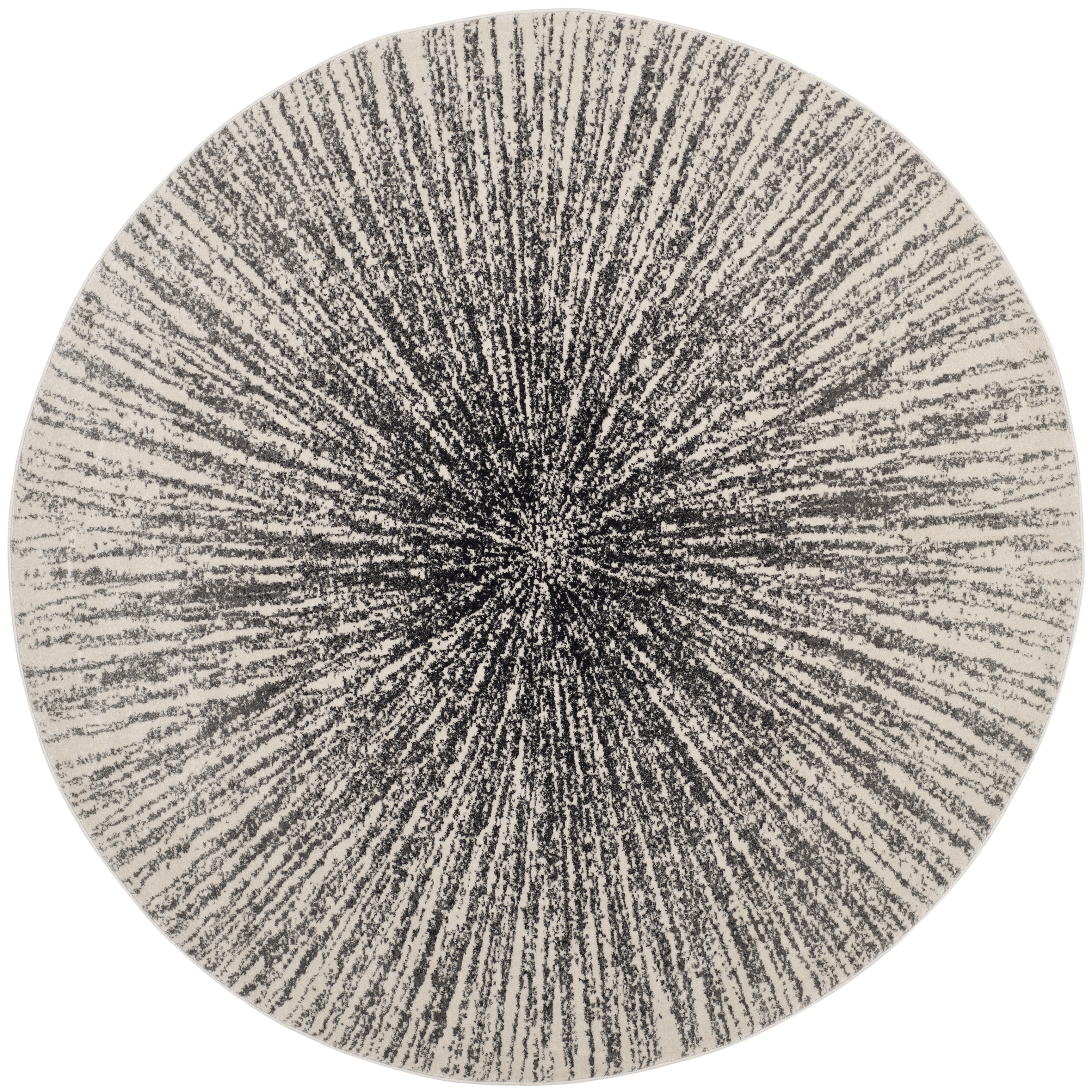 SAFAVIEH Evoke Vana Abstract Area Rug, Black/Ivory, 6'7" x 6'7" Round