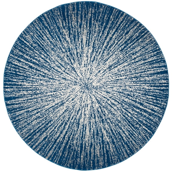 SAFAVIEH Evoke Vana Abstract Area Rug, Navy/Ivory, 5'3" x 5'3" Round