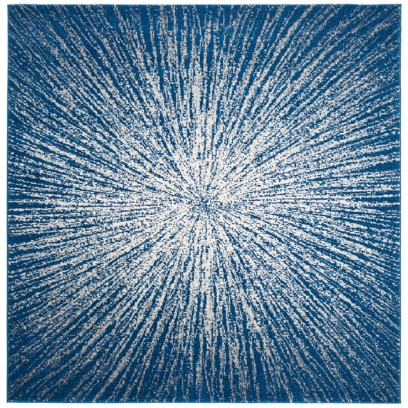 SAFAVIEH Evoke Vana Abstract Area Rug, Navy/Ivory, 5'3" x 5'3" Square