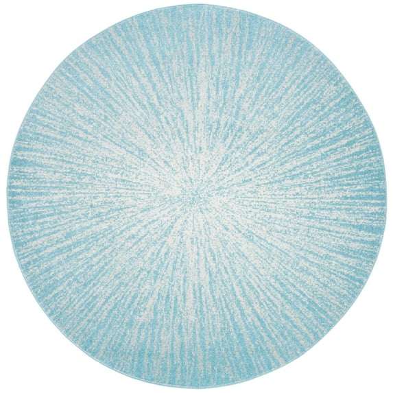 SAFAVIEH Evoke Vana Abstract Area Rug, Aqua/Ivory, 3' x 3' Round