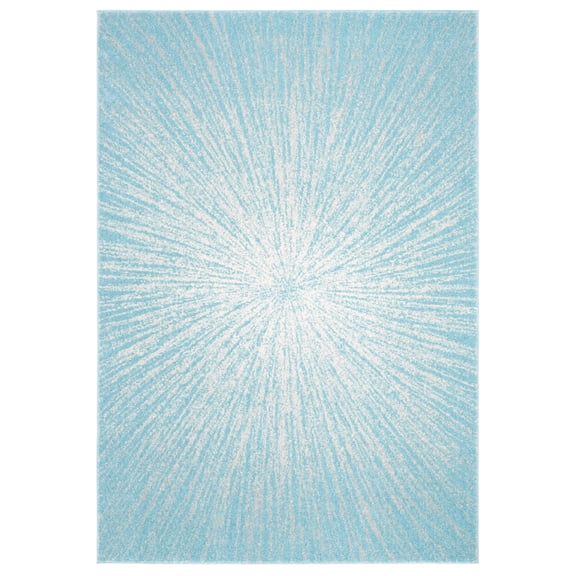 Safavieh Evoke Rug Collection Modern Abstract Geometric Power Loomed Aqua, Ivory Runner Rugs, 5'3" x 7'6", Stain Resistant