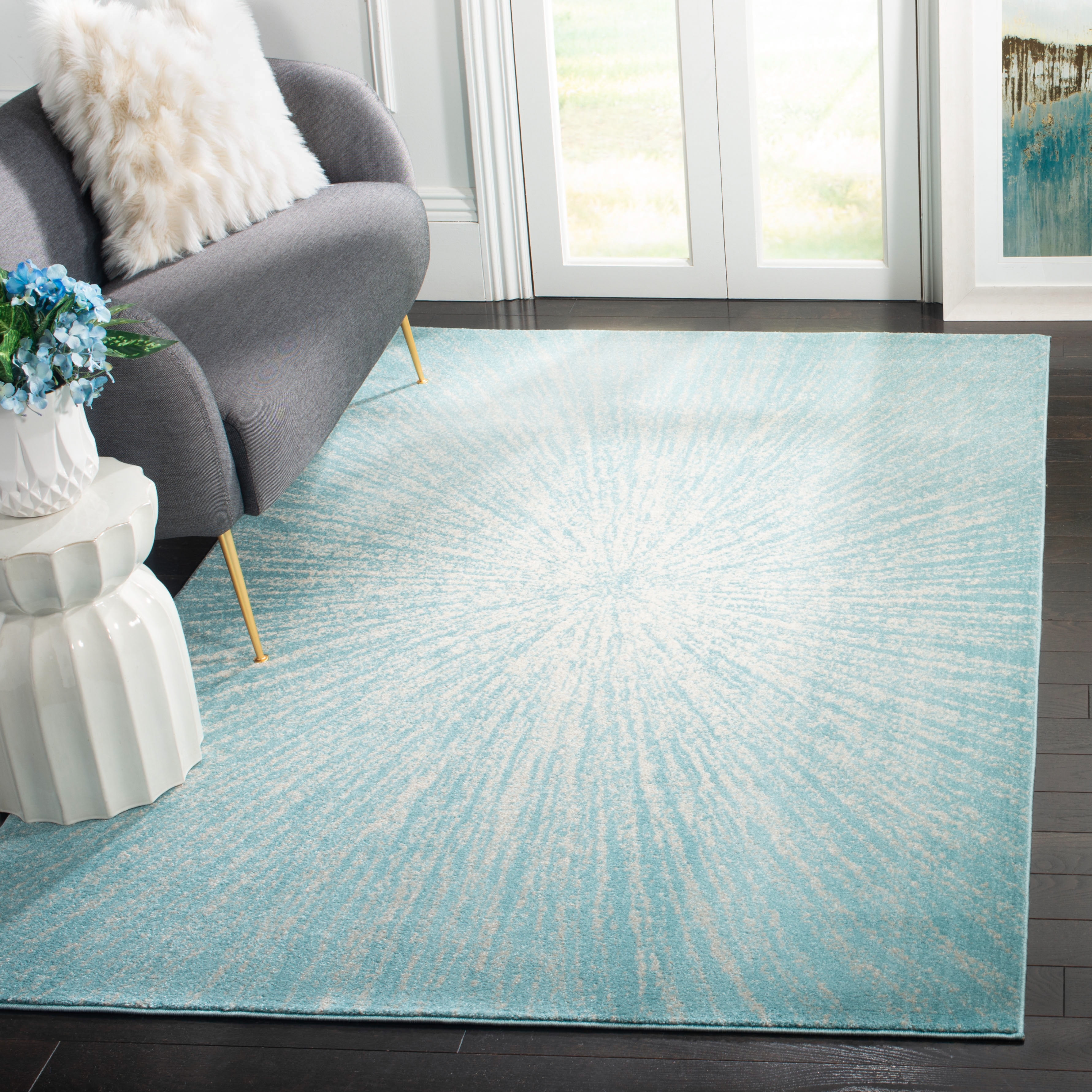 SAFAVIEH Evoke Vana Abstract Area Rug, Aqua/Ivory, 8' x 10'