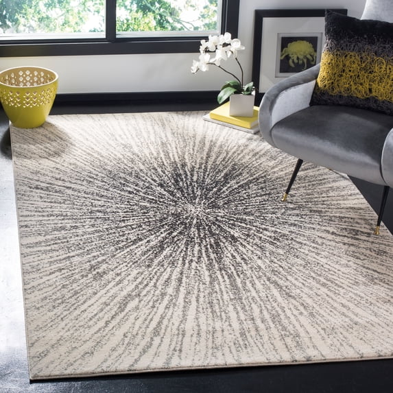 SAFAVIEH Evoke Vana Abstract Area Rug, Black/Ivory, 9' x 9' Square