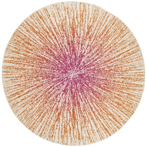SAFAVIEH Evoke Vana Abstract Area Rug, Fuchsia/Cream, 6'7" x 6'7" Round