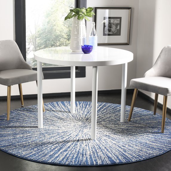 SAFAVIEH Evoke Vana Abstract Area Rug, Navy/Ivory, 9' x 9' Round