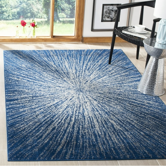 SAFAVIEH Evoke Vana Abstract Area Rug, Navy/Ivory, 9' x 9' Square