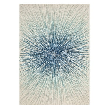 SAFAVIEH Evoke Vana Abstract Sunburst Area Rug, Royal/Ivory, 6'7" x 9'
