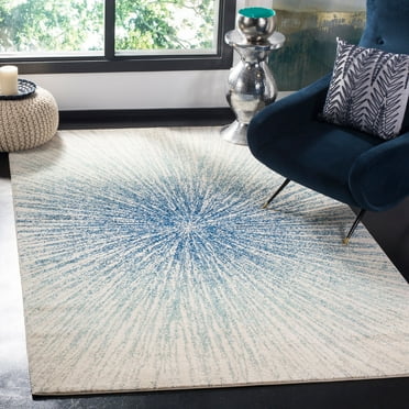 SAFAVIEH Evoke Vana Abstract Sunburst Area Rug, Royal/Ivory, 8' x 10'