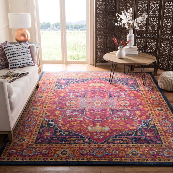 SAFAVIEH Evoke Westley Bordered Area Rug, Fuchsia/Orange, 11' x 15'