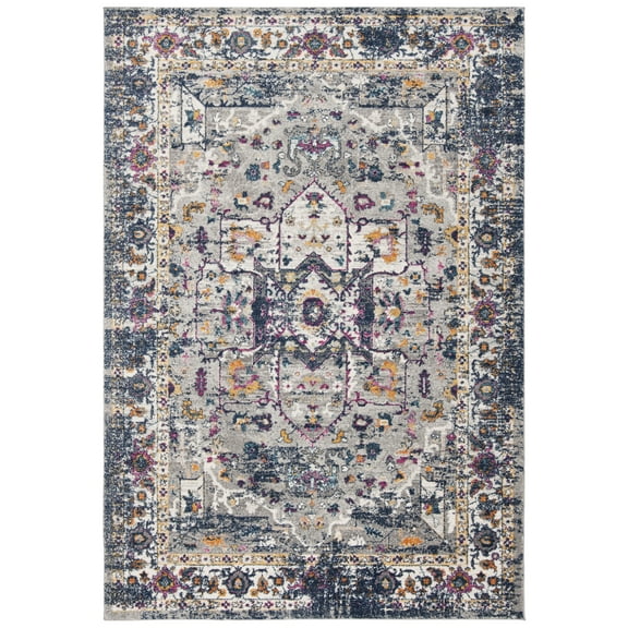 SAFAVIEH Evoke Westley Bordered Area Rug, Grey/Navy, 3' x 5'