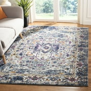 SAFAVIEH Evoke Westley Traditional Floral Area Rug, Grey/Navy, 4' x 6'