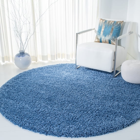 Safavieh Evolution Rothesay Solid Shag Area Rug, Blue, 6'7" x 6'7" Round