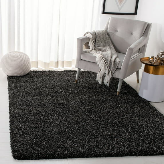 Safavieh Evolution Rothesay Solid Shag Area Rug, Charcoal, 6'7" x 6'7" Square