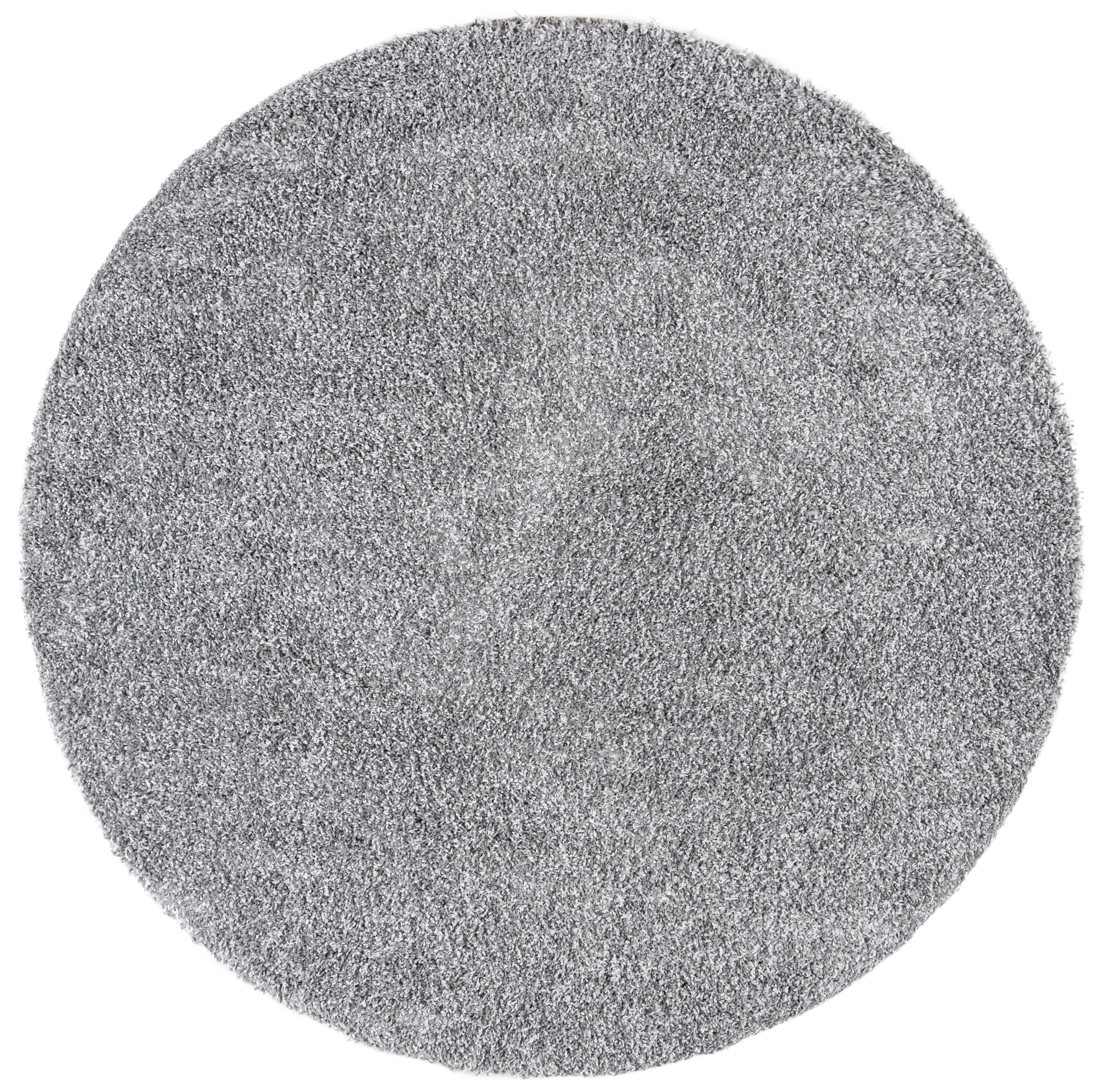 Gray Round Synthetic Shag Area Rug, 6'7"