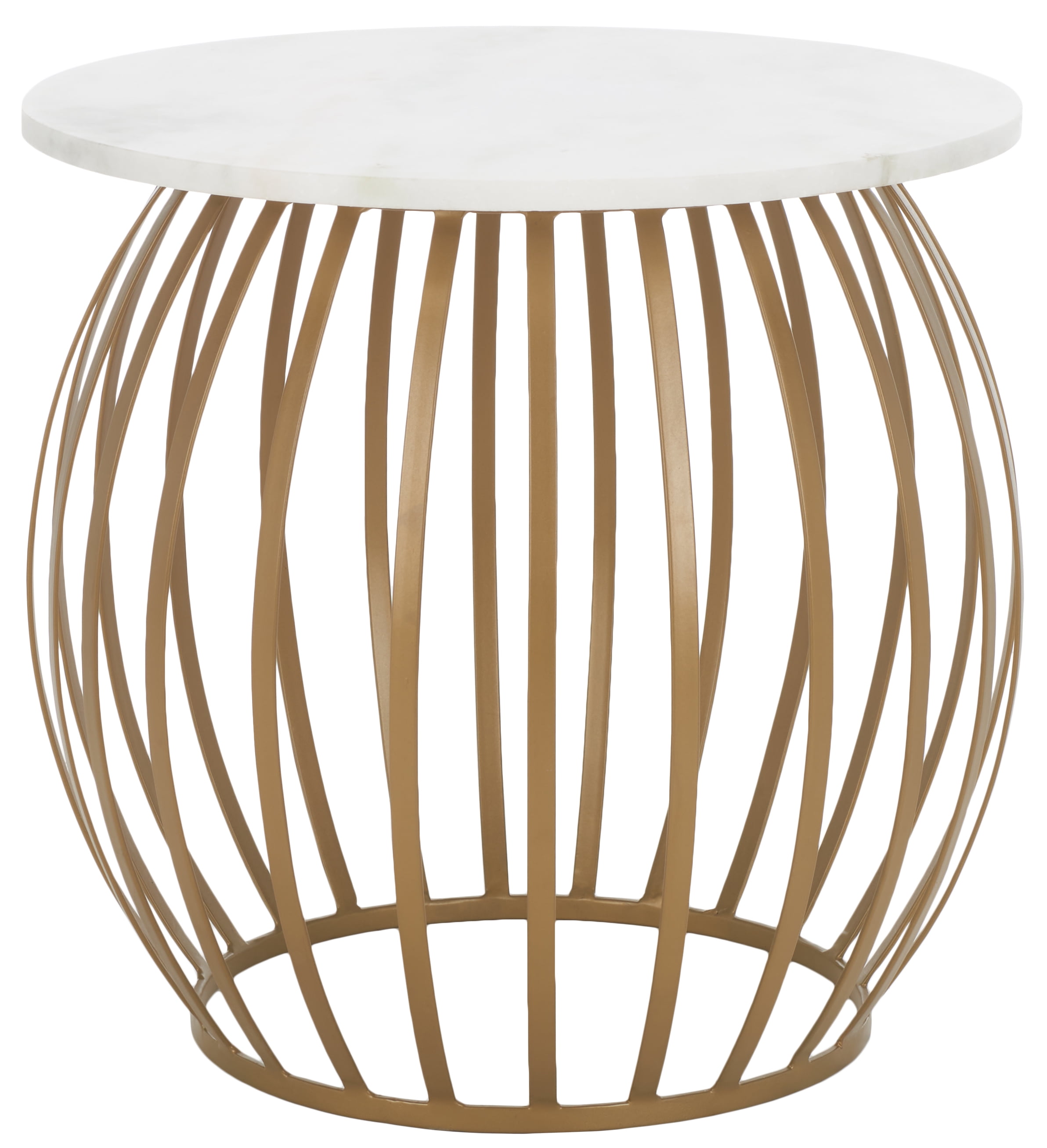 SAFAVIEH Explorer Round Accent Table, White Marble/Gold (19 in. W x 19