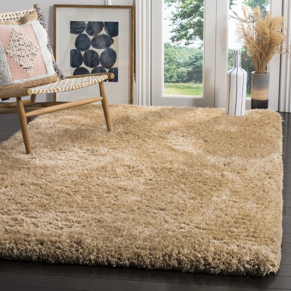 SAFAVIEH Express Juan Solid Plush Polyester Shag Area Rug, Beige, 8' x 10'