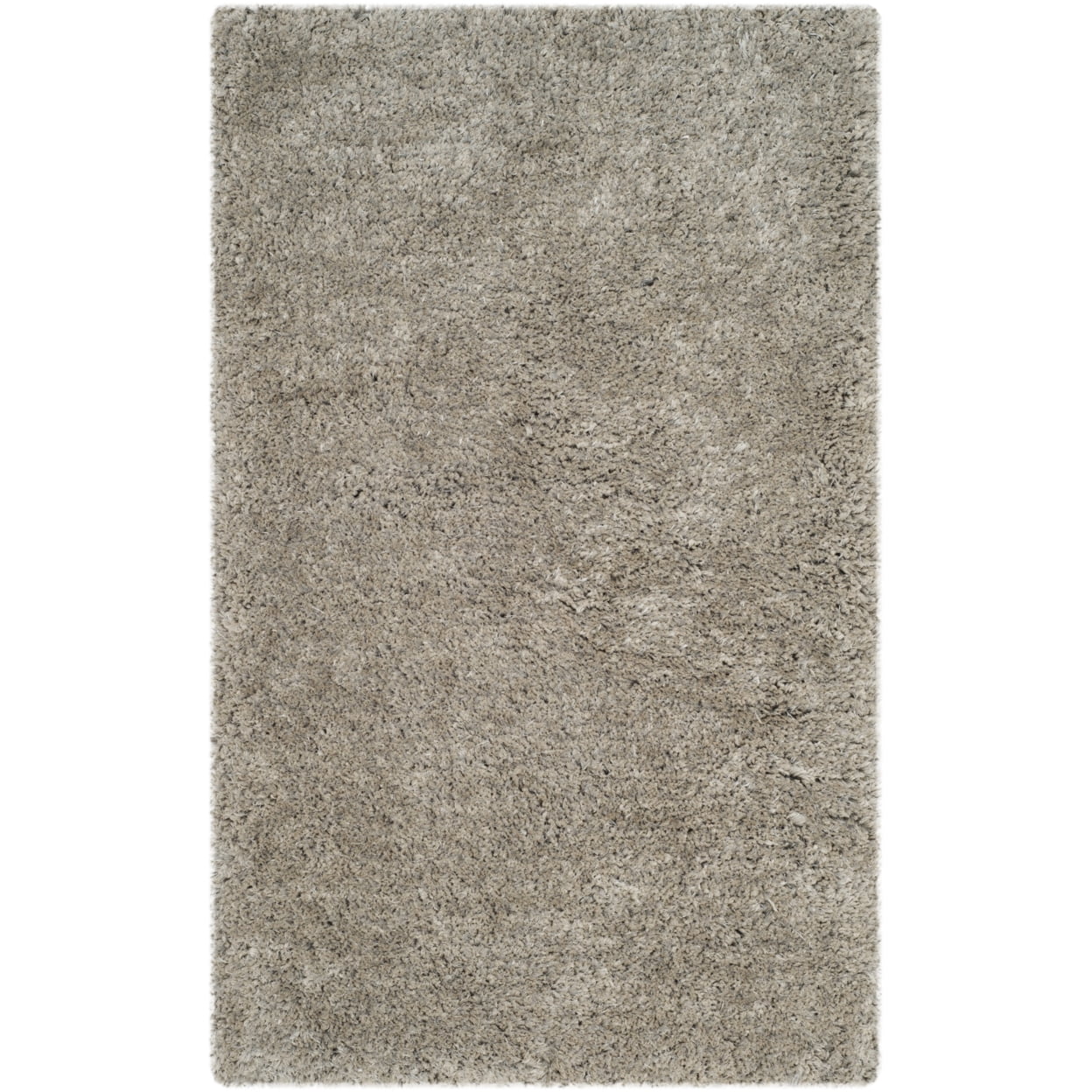 SAFAVIEH Express Juan Solid Plush Polyester Shag Area Rug, Silver, 3' x 5'
