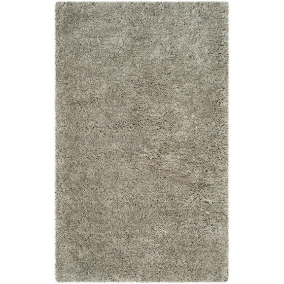 SAFAVIEH Express Juan Solid Plush Polyester Shag Area Rug, Silver, 3' x 5'