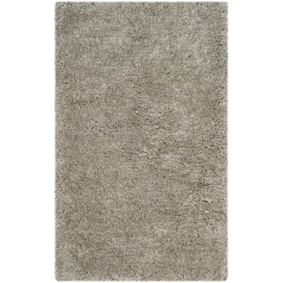 SAFAVIEH Express Juan Solid Plush Polyester Shag Area Rug, Silver, 3' x 5'