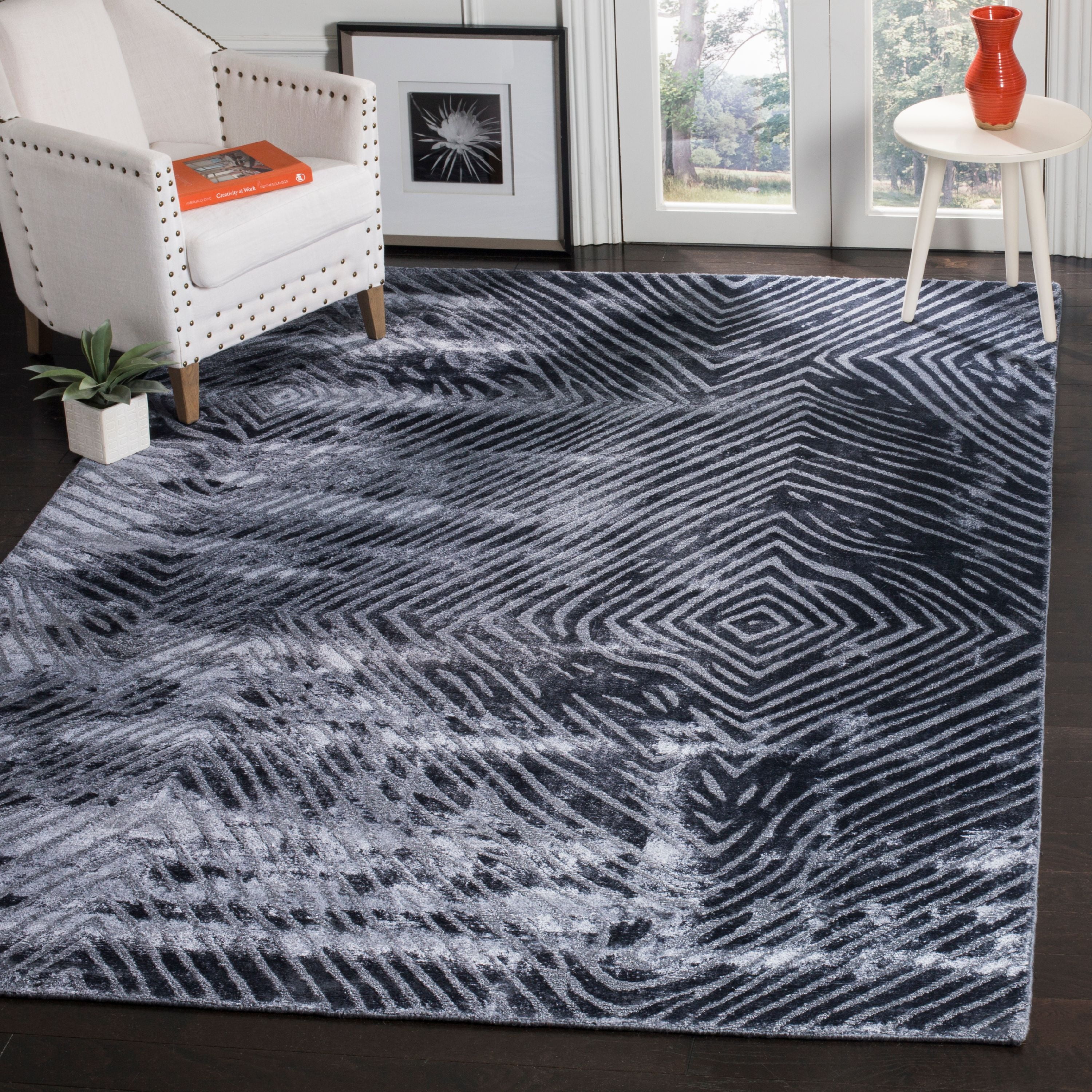 SAFAVIEH Expression Cemal Abstract Area Rug, Dark Blue, 9' x 12'