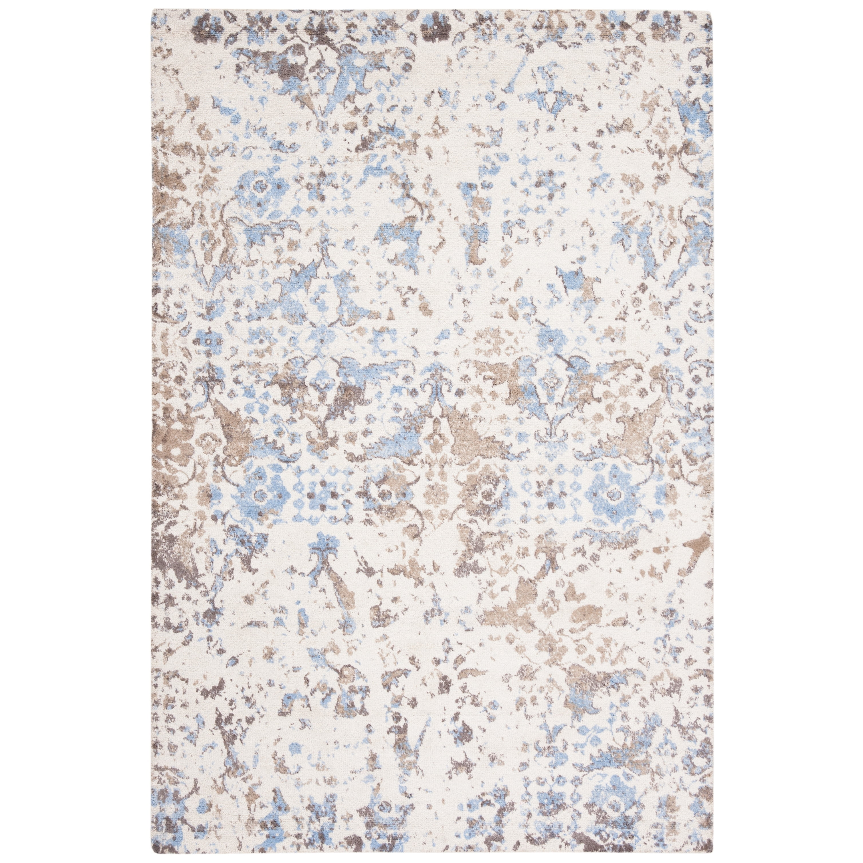 SAFAVIEH Expression Charlene Abstract Area Rug, Ivory/Blue, 4' x 6'
