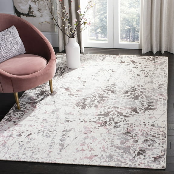 SAFAVIEH Expression Charlene Abstract Area Rug, Ivory/Grey, 4' x 6'