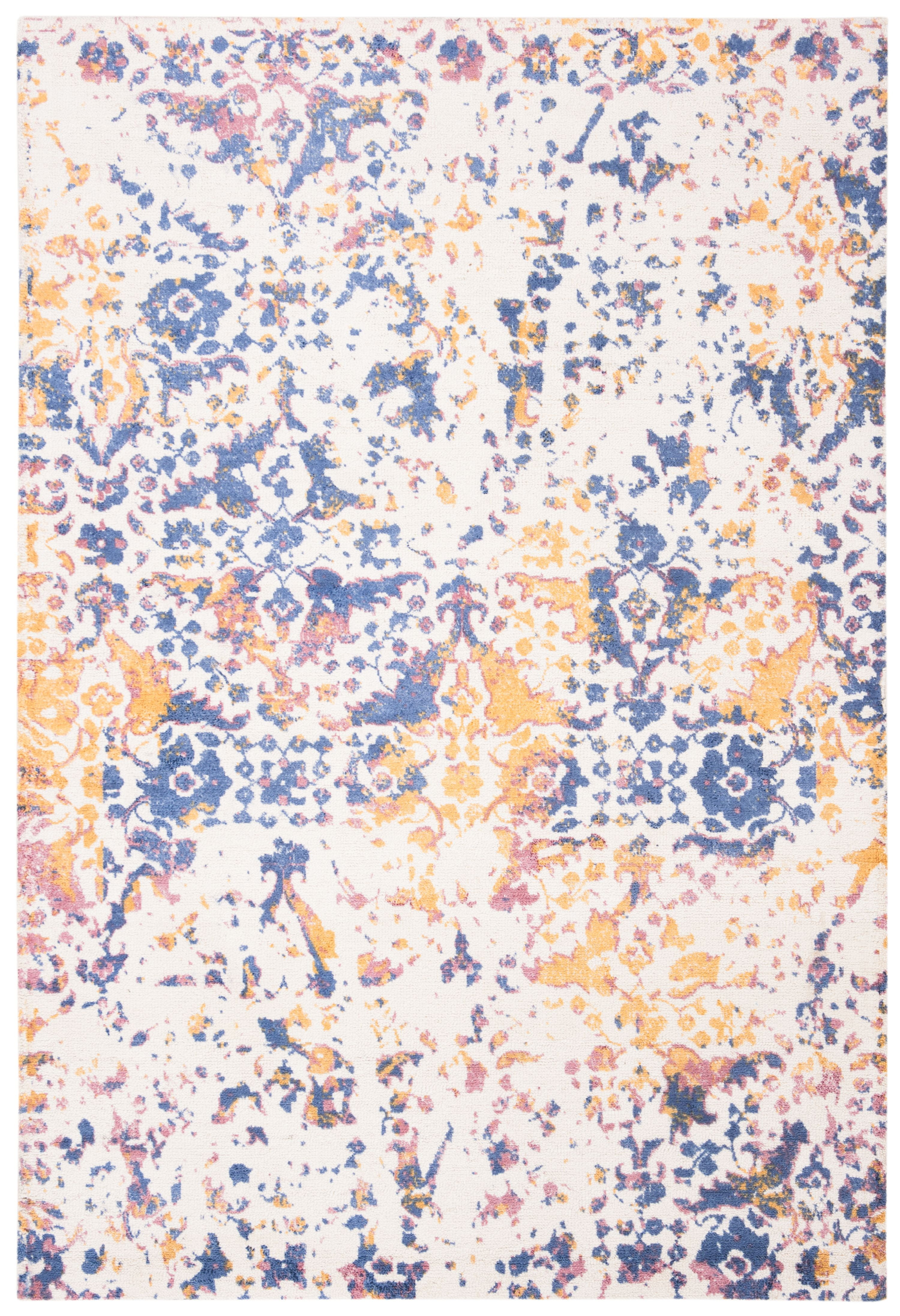 SAFAVIEH Expression Charlene Abstract Area Rug, Ivory/Navy, 4' x 6'