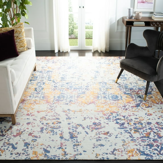 SAFAVIEH Expression Charlene Abstract Area Rug, Ivory/Navy, 6' x 9'