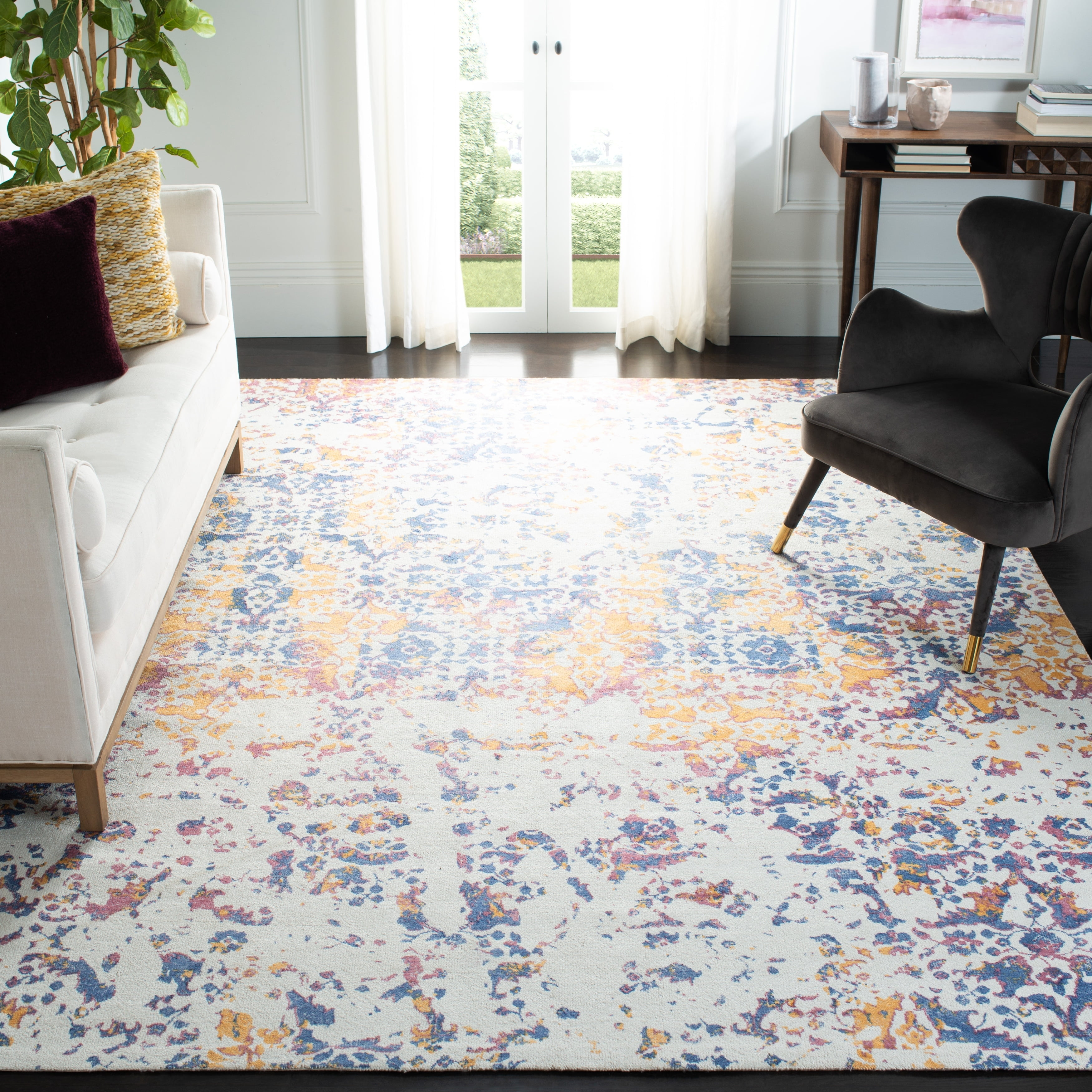 SAFAVIEH Expression Charlene Abstract Area Rug, Ivory/Navy, 8' x 10'