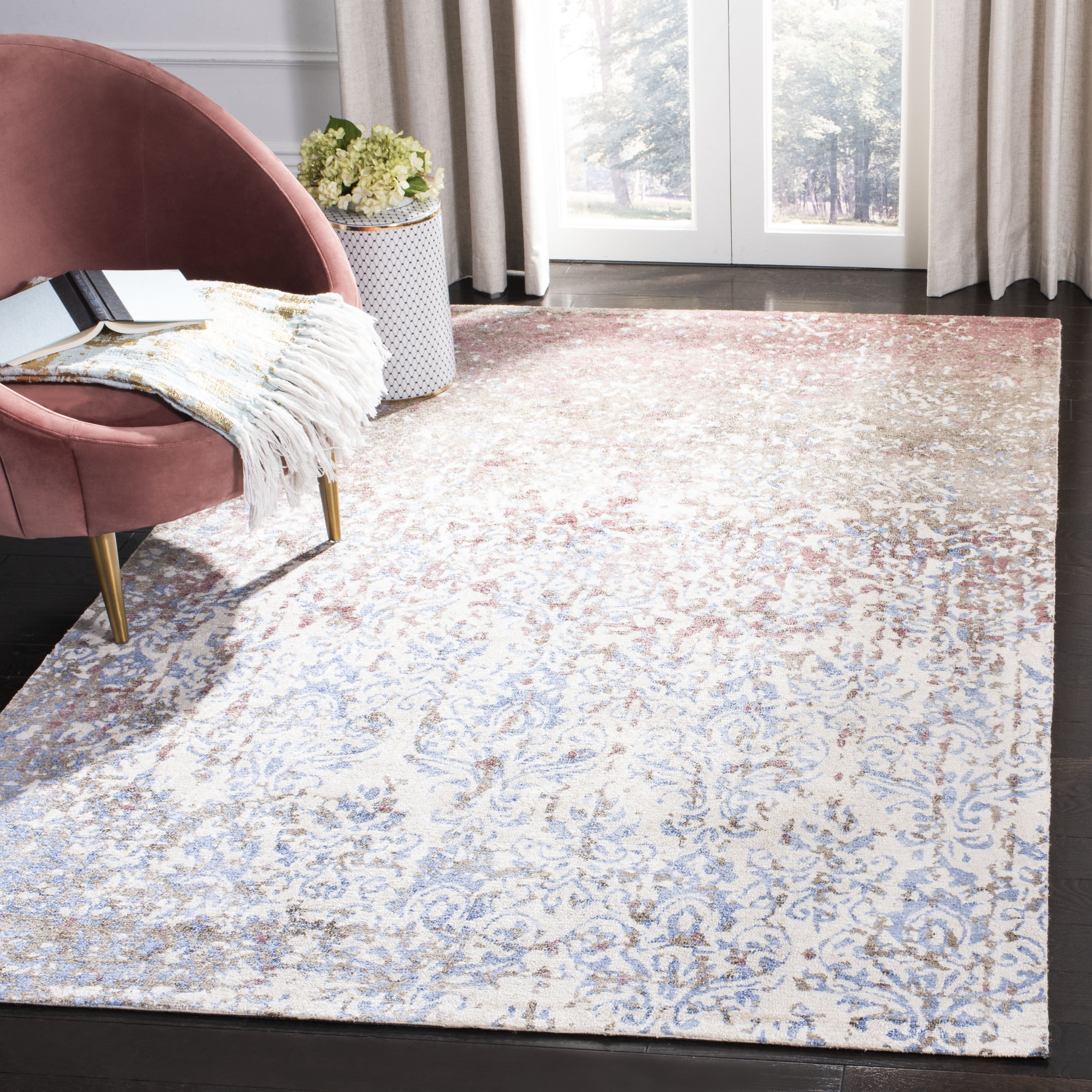 SAFAVIEH Expression Kliment Abstract Area Rug, Ivory/Blue, 8' x 10'