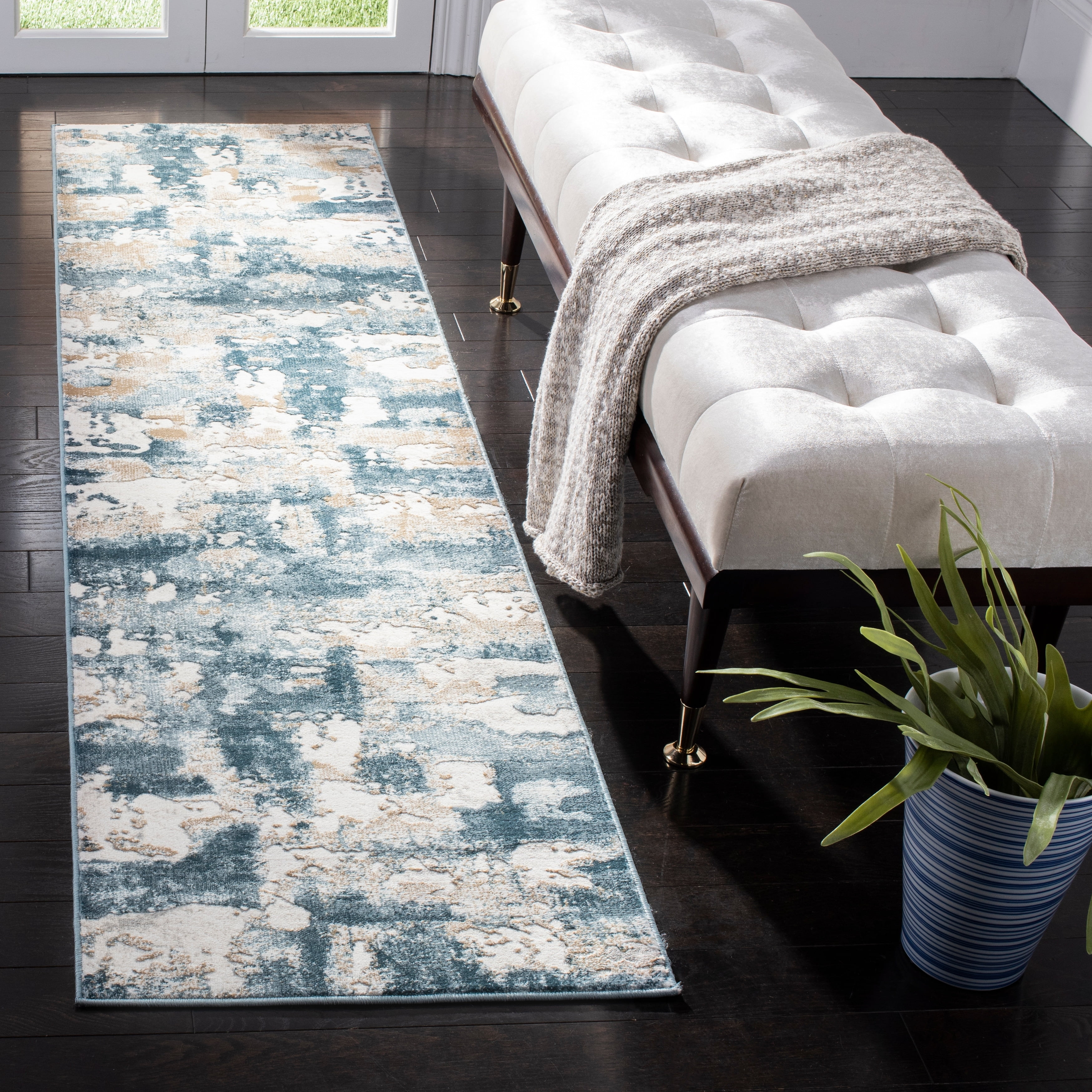 SAFAVIEH Expression Kliment Abstract Area Rug, Ivory/Grey, 8' x 10'