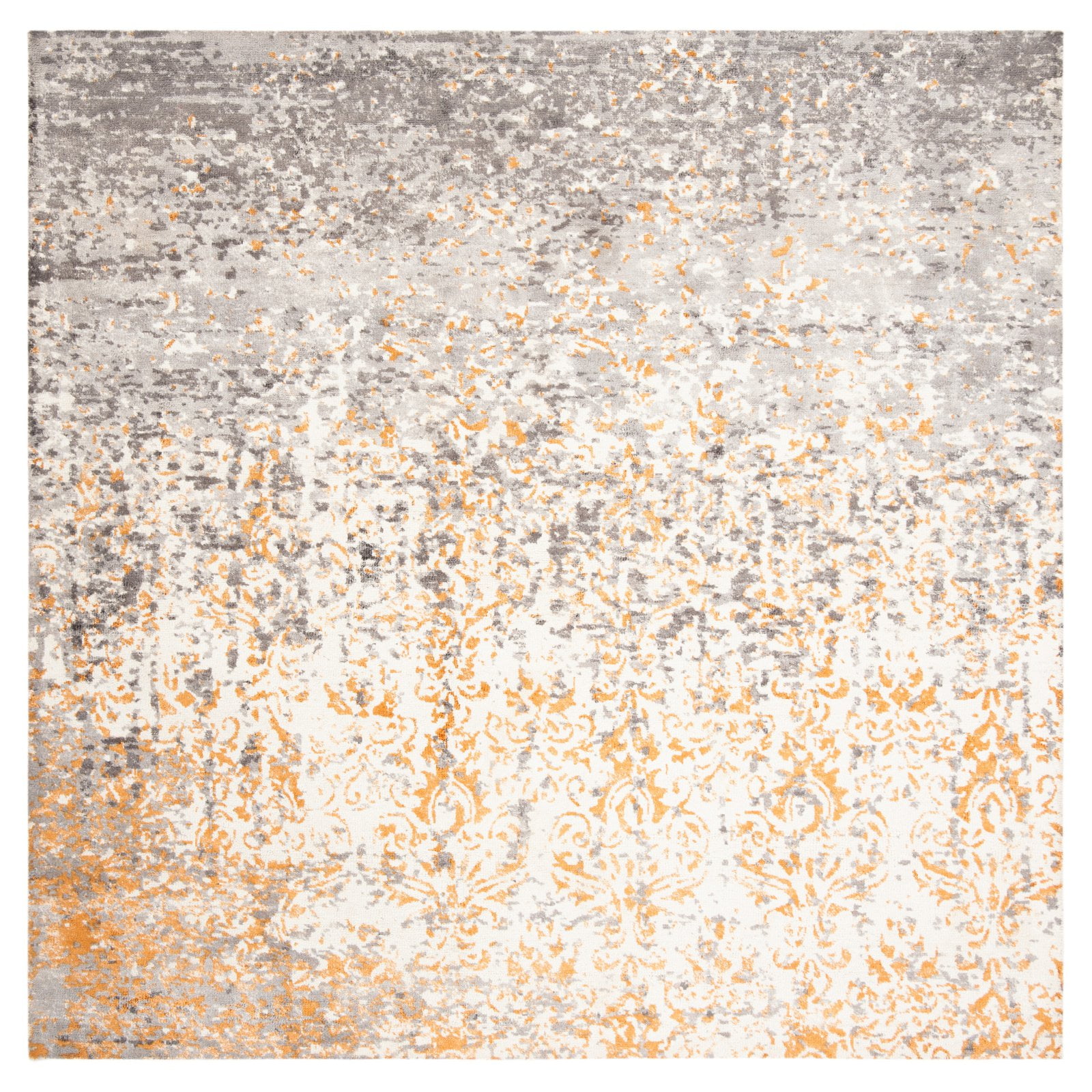 Handmade Ivory/Rust Tufted Wool-Viscose Blend Rectangular Rug 4' x 6'