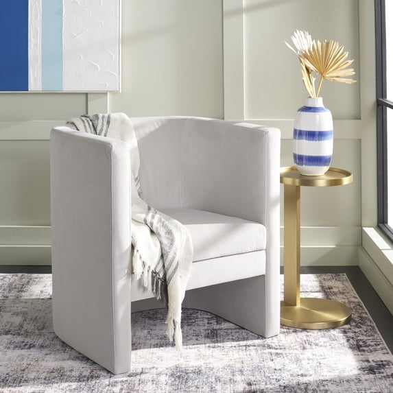 SAFAVIEH Eydis Modern Style Accent Chair, Light Gray Velvet